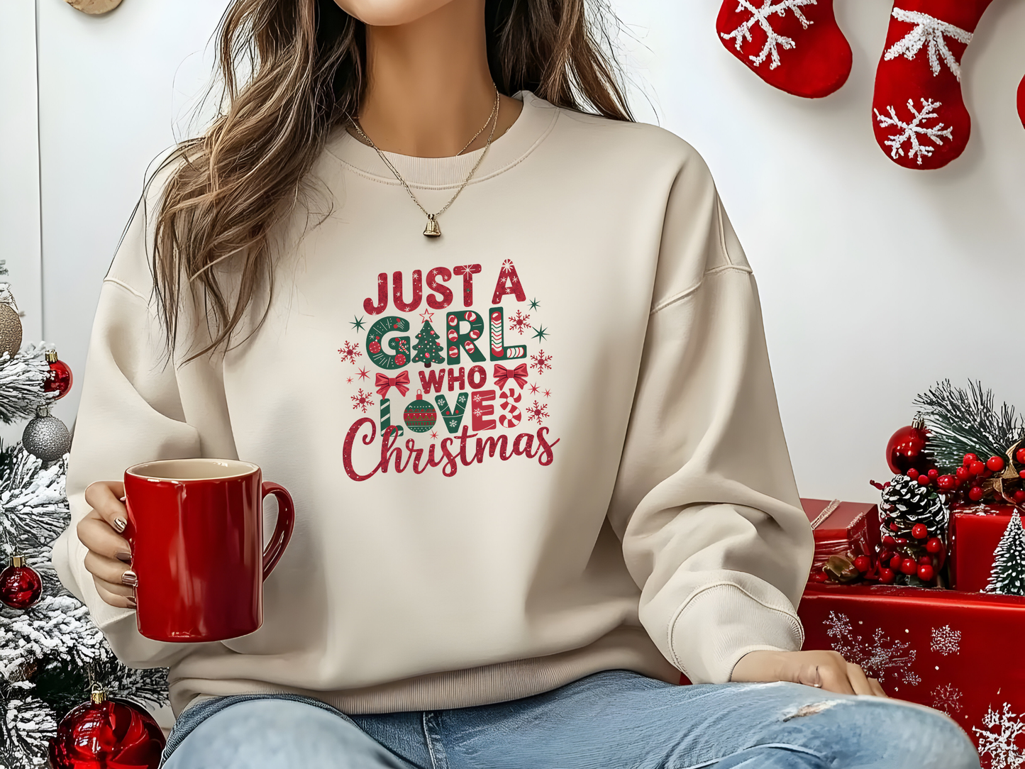 Just A Girl Who Loves Christmas Crewneck Sweater