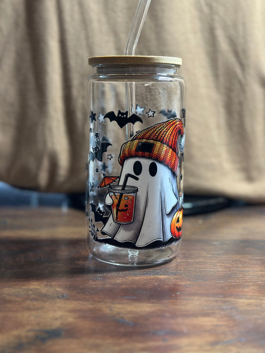 Ghost Glass Cup with Bamboo Lid