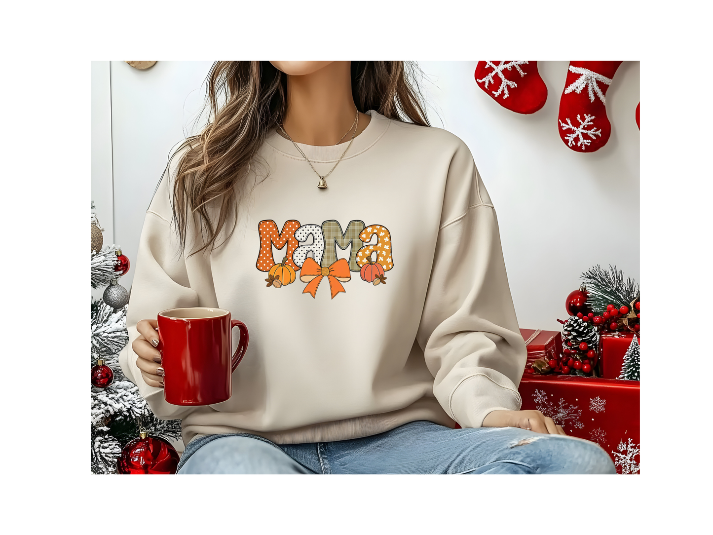 MaMa With Pumpkin Fall Vibe Crewneck