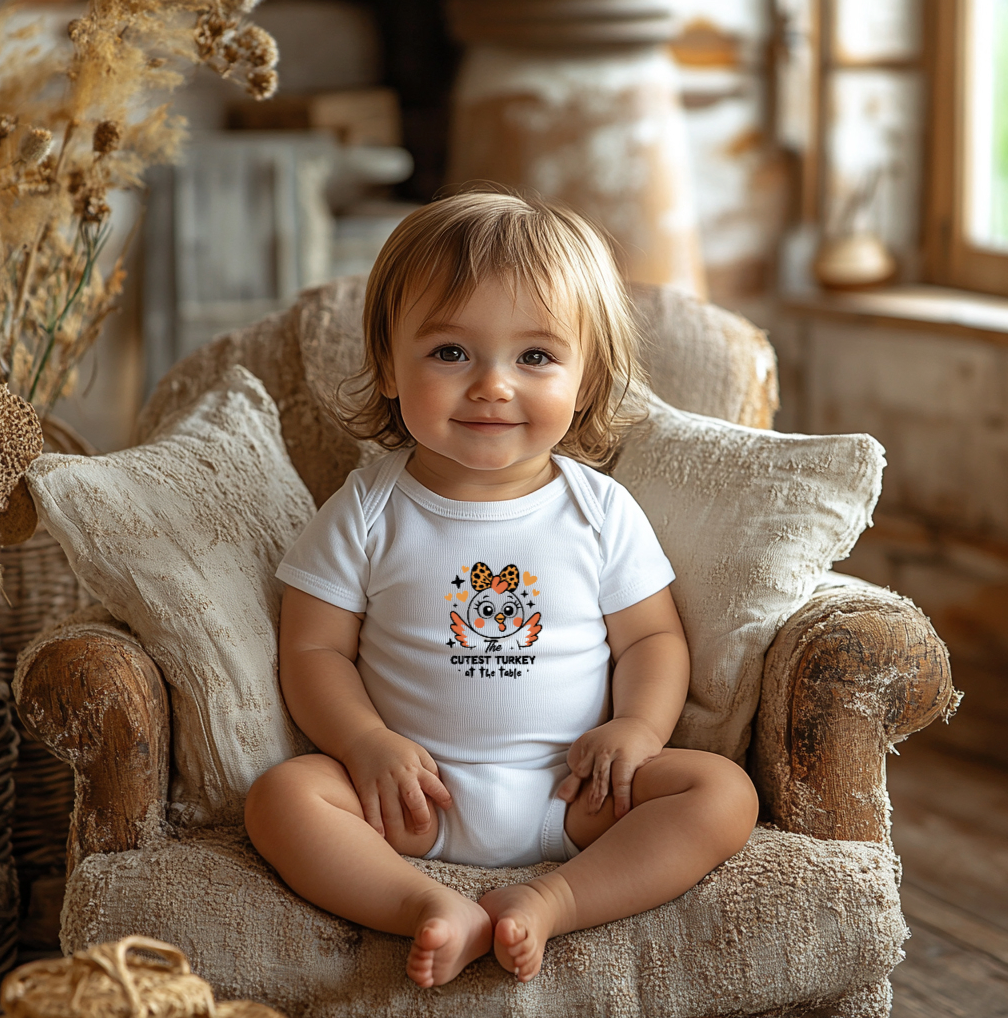 Cutest Turkey at the Table Onesie - Baby Thanksgiving Outfit