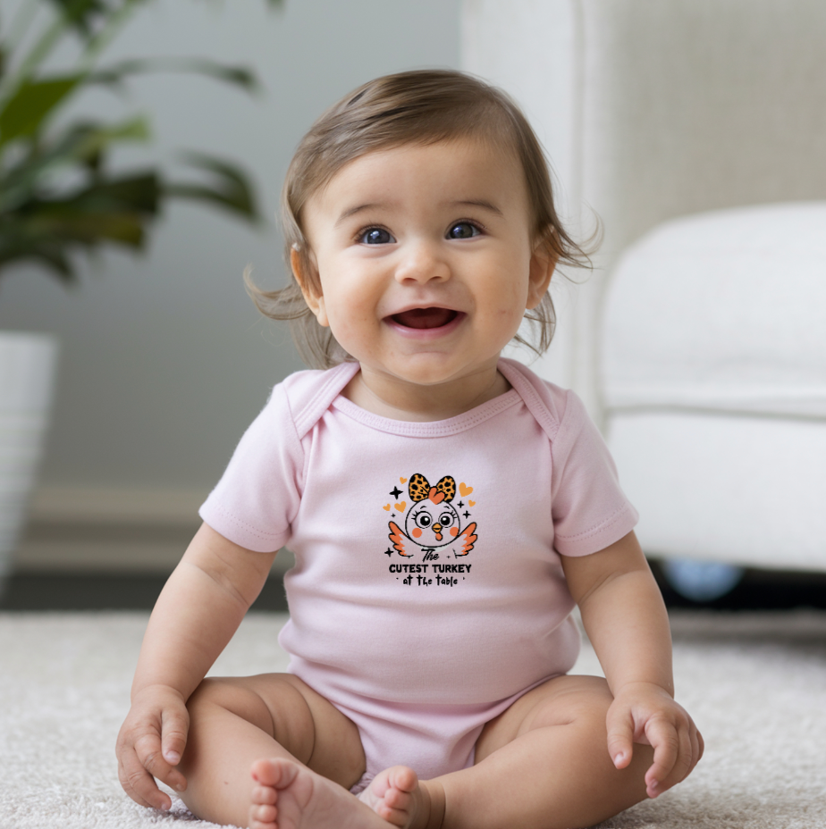 Cutest Turkey at the Table Onesie - Baby Thanksgiving Outfit